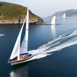 An image showcasing a spectrum of boats, from tiny dinghies with vivid sails gracefully skimming across sparkling waves to majestic large vessels, evoking a sense of adventure, freedom, and the diverse possibilities that boat size offers