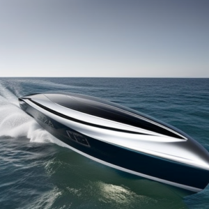 An image showcasing a cross-section of a sleek, hydrodynamic boat hull design